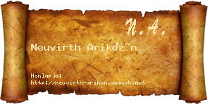 Neuvirth Arikán névjegykártya